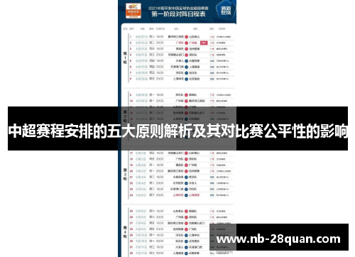 中超赛程安排的五大原则解析及其对比赛公平性的影响